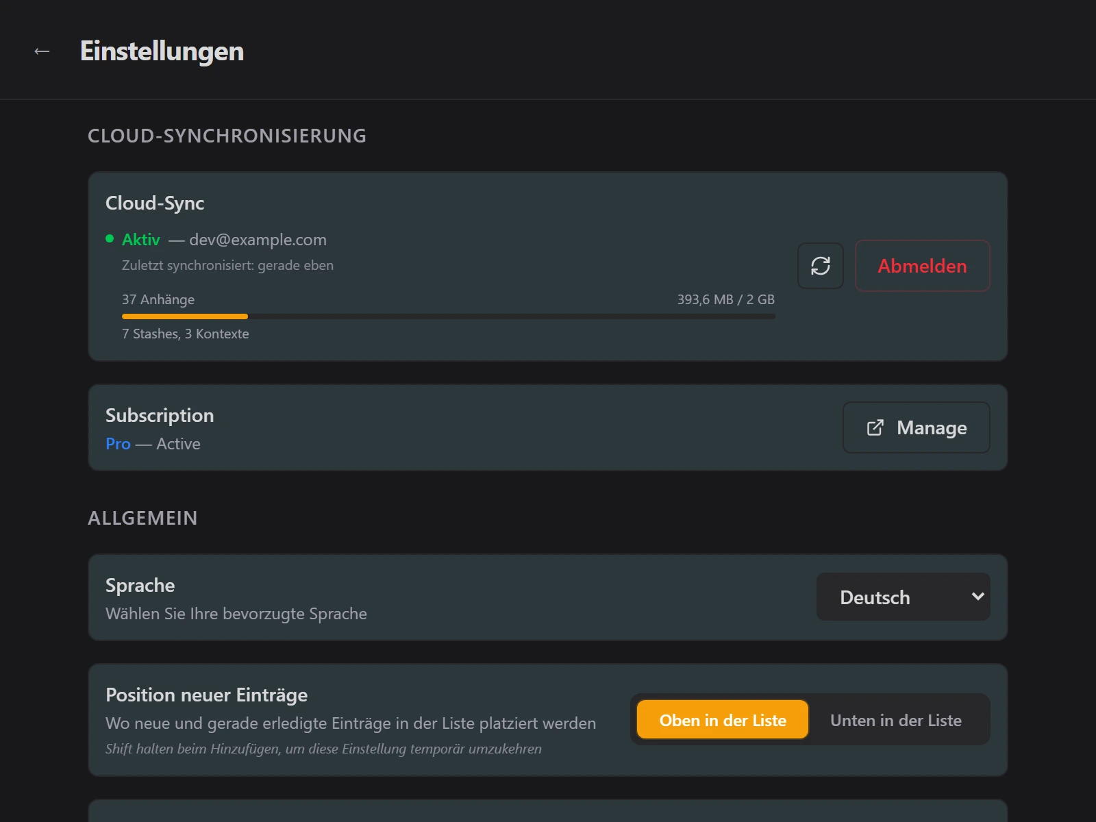Einstellungen