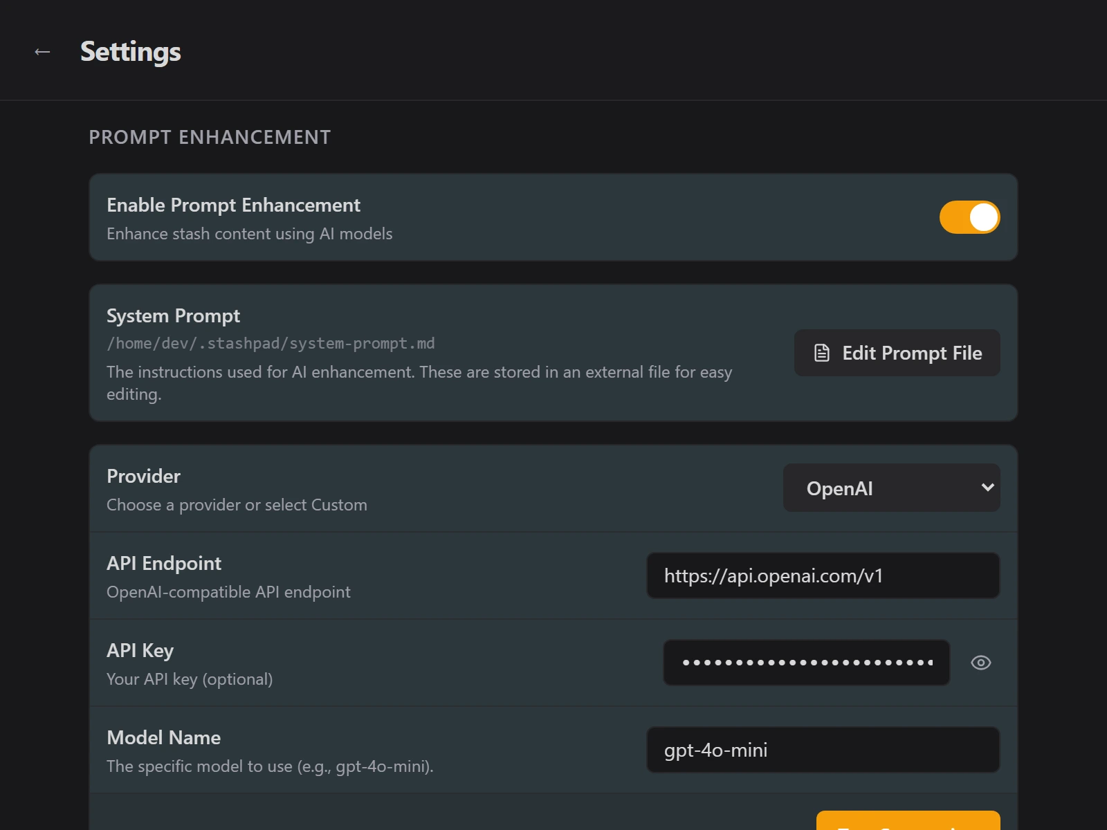 Prompt enhancement